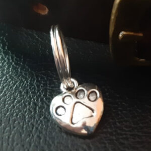 Heart shaped collar charm with paw stamp